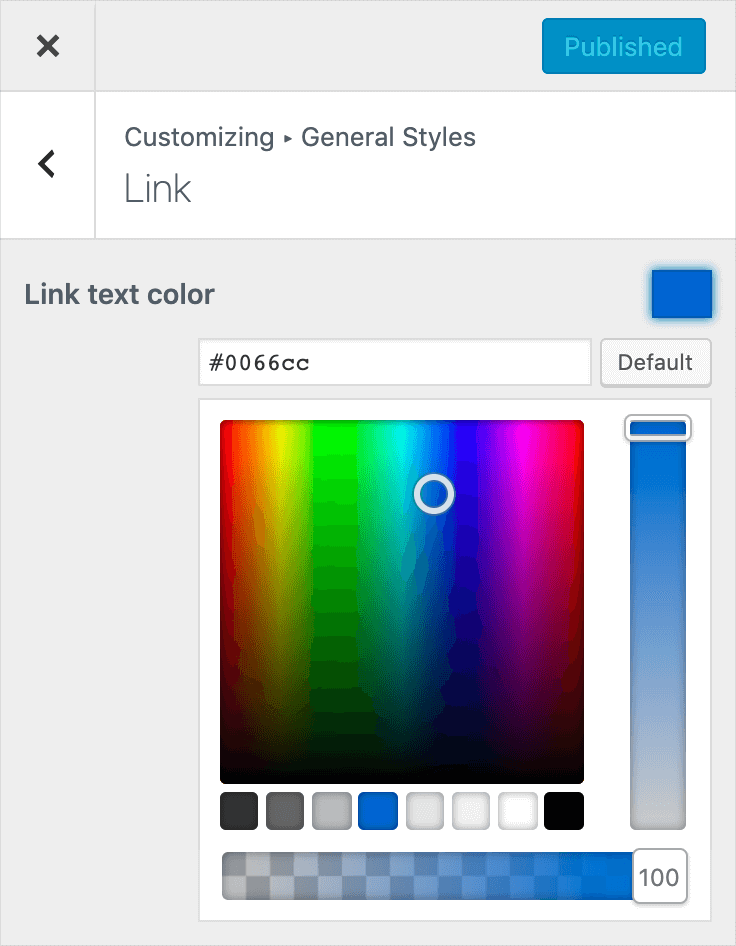 Color customizing options